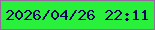 文字の大きさ：2、枠の色：9a68a1、背景の色：29f13b、文字の色：07045c 無料ブログパーツのブログ時計
