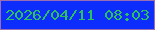文字の大きさ：2、枠の色：9a6eb1、背景の色：0c2dfb、文字の色：2cc05f 無料ブログパーツのブログ時計