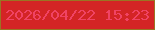 文字の大きさ：4、枠の色：9a7423、背景の色：d42425、文字の色：f04364 無料ブログパーツのブログ時計