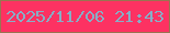 文字の大きさ：4、枠の色：9a7451、背景の色：fd3262、文字の色：87aec7 無料ブログパーツのブログ時計