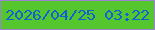 文字の大きさ：1、枠の色：9a84cf、背景の色：56c62f、文字の色：0d63d4 無料ブログパーツのブログ時計