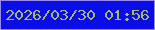 文字の大きさ：4、枠の色：9a89f2、背景の色：0b0de8、文字の色：a6ba6b 無料ブログパーツのブログ時計