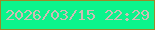 文字の大きさ：4、枠の色：9a8a28、背景の色：0bf48c、文字の色：cebcb4 無料ブログパーツのブログ時計