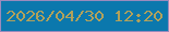 文字の大きさ：5、枠の色：9a8bbd、背景の色：0b78ad、文字の色：b1a15b 無料ブログパーツのブログ時計