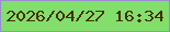 文字の大きさ：2、枠の色：9a8cd2、背景の色：82df6b、文字の色：482d03 無料ブログパーツのブログ時計