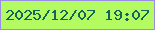 文字の大きさ：2、枠の色：9a8de8、背景の色：b4fa61、文字の色：12645e 無料ブログパーツのブログ時計
