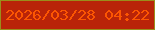 文字の大きさ：1、枠の色：9a8e1b、背景の色：b92408、文字の色：fc5602 無料ブログパーツのブログ時計