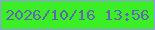 文字の大きさ：2、枠の色：9a95f6、背景の色：3cee25、文字の色：5f69b0 無料ブログパーツのブログ時計