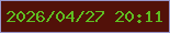 文字の大きさ：2、枠の色：9a98cd、背景の色：521109、文字の色：5fbd21 無料ブログパーツのブログ時計