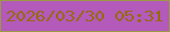 文字の大きさ：5、枠の色：9a9a45、背景の色：b35abb、文字の色：956a0f 無料ブログパーツのブログ時計