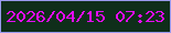文字の大きさ：5、枠の色：9a9aee、背景の色：0f2e1a、文字の色：e60cf7 無料ブログパーツのブログ時計