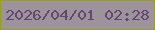 文字の大きさ：3、枠の色：9a9e1c、背景の色：9c939d、文字の色：68456e 無料ブログパーツのブログ時計