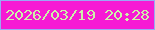 文字の大きさ：2、枠の色：9aa8f4、背景の色：f61ad4、文字の色：cdf2aa 無料ブログパーツのブログ時計