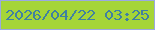 文字の大きさ：2、枠の色：9aa9e1、背景の色：a5d537、文字の色：4081a1 無料ブログパーツのブログ時計