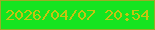 文字の大きさ：3、枠の色：9aac26、背景の色：15e420、文字の色：c4c411 無料ブログパーツのブログ時計