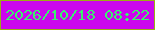 文字の大きさ：1、枠の色：9aaf15、背景の色：cb07ee、文字の色：39f46e 無料ブログパーツのブログ時計