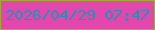 文字の大きさ：5、枠の色：9ab125、背景の色：e346ad、文字の色：2391b4 無料ブログパーツのブログ時計