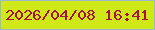 文字の大きさ：2、枠の色：9ab9d1、背景の色：cfe918、文字の色：a5123f 無料ブログパーツのブログ時計
