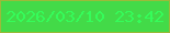 文字の大きさ：2、枠の色：9aba3a、背景の色：43da48、文字の色：35fc5a 無料ブログパーツのブログ時計