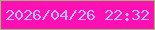 文字の大きさ：4、枠の色：9abb74、背景の色：ff10b5、文字の色：b0bbf2 無料ブログパーツのブログ時計
