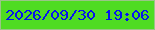 文字の大きさ：1、枠の色：9ac587、背景の色：4fdc22、文字の色：0614ee 無料ブログパーツのブログ時計