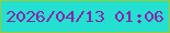 文字の大きさ：4、枠の色：9acb34、背景の色：23e0d1、文字の色：8826aa 無料ブログパーツのブログ時計