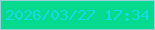 文字の大きさ：1、枠の色：9ad0da、背景の色：06da8f、文字の色：18d8e5 無料ブログパーツのブログ時計