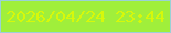 文字の大きさ：3、枠の色：9ad1d6、背景の色：a0ef3b、文字の色：d6f80b 無料ブログパーツのブログ時計