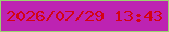 文字の大きさ：2、枠の色：9ad36f、背景の色：bd23b2、文字の色：d30315 無料ブログパーツのブログ時計