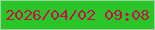 文字の大きさ：4、枠の色：9ad3a5、背景の色：2cc529、文字の色：c0134b 無料ブログパーツのブログ時計