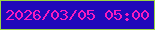 文字の大きさ：2、枠の色：9ad642、背景の色：2008ba、文字の色：f71bbf 無料ブログパーツのブログ時計