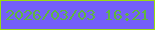 文字の大きさ：2、枠の色：9adc0e、背景の色：745ff8、文字の色：5fb641 無料ブログパーツのブログ時計