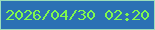 文字の大きさ：1、枠の色：9adebc、背景の色：2b71b4、文字の色：7ff84e 無料ブログパーツのブログ時計