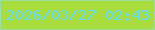 文字の大きさ：4、枠の色：9ae09b、背景の色：a9dd3d、文字の色：63ddfc 無料ブログパーツのブログ時計