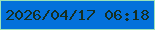 文字の大きさ：3、枠の色：9ae3ba、背景の色：0471da、文字の色：162f20 無料ブログパーツのブログ時計