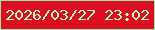 文字の大きさ：1、枠の色：9ae6b3、背景の色：db0e22、文字の色：b5fcc1 無料ブログパーツのブログ時計