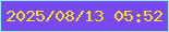 文字の大きさ：2、枠の色：9aedf8、背景の色：7649f1、文字の色：fcdf1d 無料ブログパーツのブログ時計