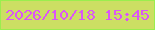 文字の大きさ：1、枠の色：9aee4e、背景の色：ccdf63、文字の色：db55f7 無料ブログパーツのブログ時計