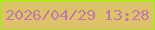 文字の大きさ：3、枠の色：9aef0d、背景の色：ddc268、文字の色：bf79b1 無料ブログパーツのブログ時計