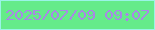 文字の大きさ：5、枠の色：9af4e6、背景の色：65eb8a、文字の色：a987e6 無料ブログパーツのブログ時計