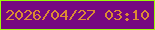 文字の大きさ：5、枠の色：9afa08、背景の色：760880、文字の色：db8b34 無料ブログパーツのブログ時計