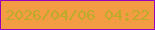 文字の大きさ：1、枠の色：9b00ba、背景の色：f39c44、文字の色：bbab28 無料ブログパーツのブログ時計