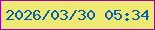 文字の大きさ：2、枠の色：9b02a2、背景の色：ede972、文字の色：005dbe 無料ブログパーツのブログ時計