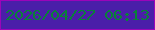 文字の大きさ：2、枠の色：9b04b9、背景の色：4a1ea9、文字の色：098139 無料ブログパーツのブログ時計