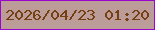 文字の大きさ：4、枠の色：9b04cd、背景の色：bc9c98、文字の色：753f12 無料ブログパーツのブログ時計