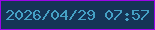 文字の大きさ：4、枠の色：9b05e7、背景の色：153456、文字の色：45a0c5 無料ブログパーツのブログ時計