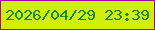 文字の大きさ：3、枠の色：9b09a6、背景の色：d2ee0d、文字の色：149013 無料ブログパーツのブログ時計
