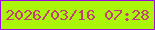 文字の大きさ：5、枠の色：9b0bdd、背景の色：aaf50a、文字の色：c13f75 無料ブログパーツのブログ時計