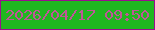 文字の大きさ：1、枠の色：9b0e8e、背景の色：20b720、文字の色：bf5697 無料ブログパーツのブログ時計