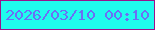 文字の大きさ：2、枠の色：9b128c、背景の色：20fbed、文字の色：6c6ff5 無料ブログパーツのブログ時計